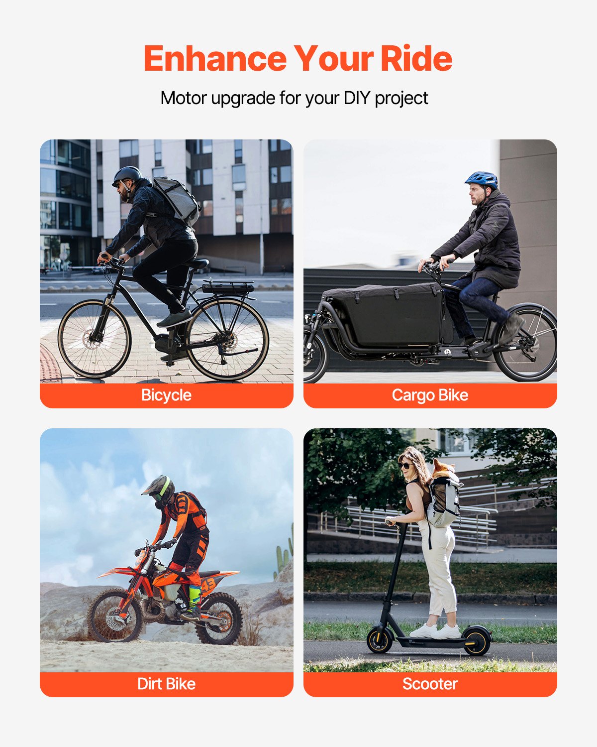 1800W Electric Brushless DC Motor 48V 4500rpm Motor for E-Bike Dirt Bike