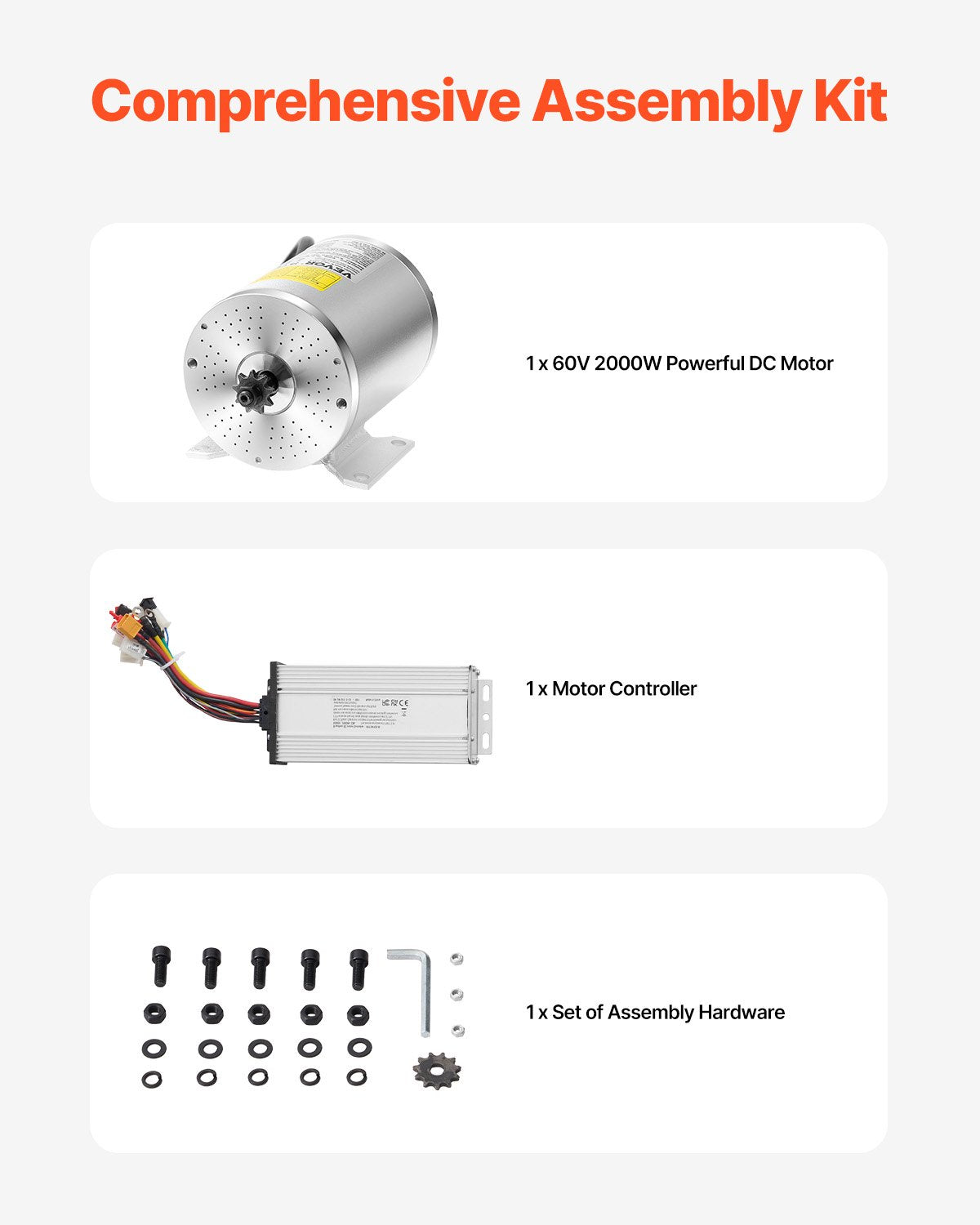 2000W Electric Brushless DC Motor Kit 60V 4500rpm with Upgraded Controller