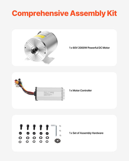 2000W Electric Brushless DC Motor Kit 60V 4500rpm with Upgraded Controller