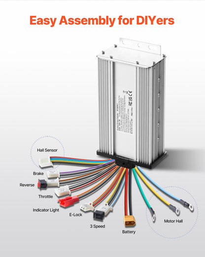 2000W Electric Brushless DC Motor Kit 60V 4500rpm with Upgraded Controller