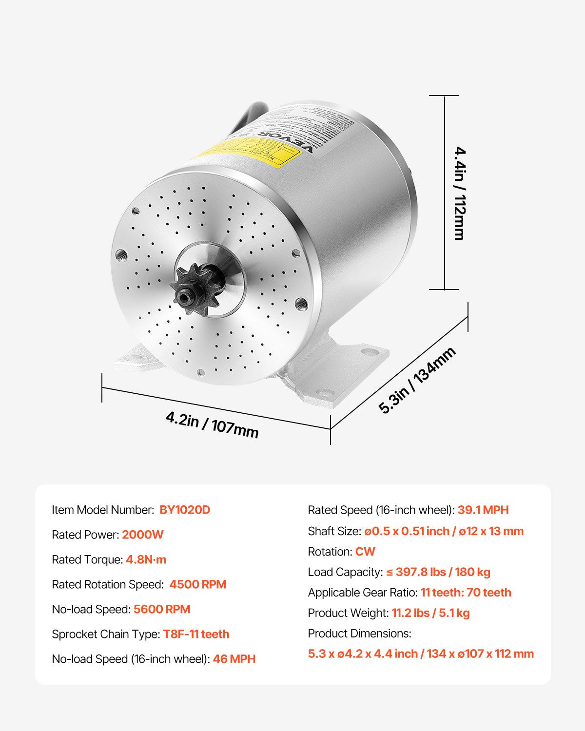 2000W Electric Brushless DC Motor Kit 60V 4500rpm with Upgraded Controller