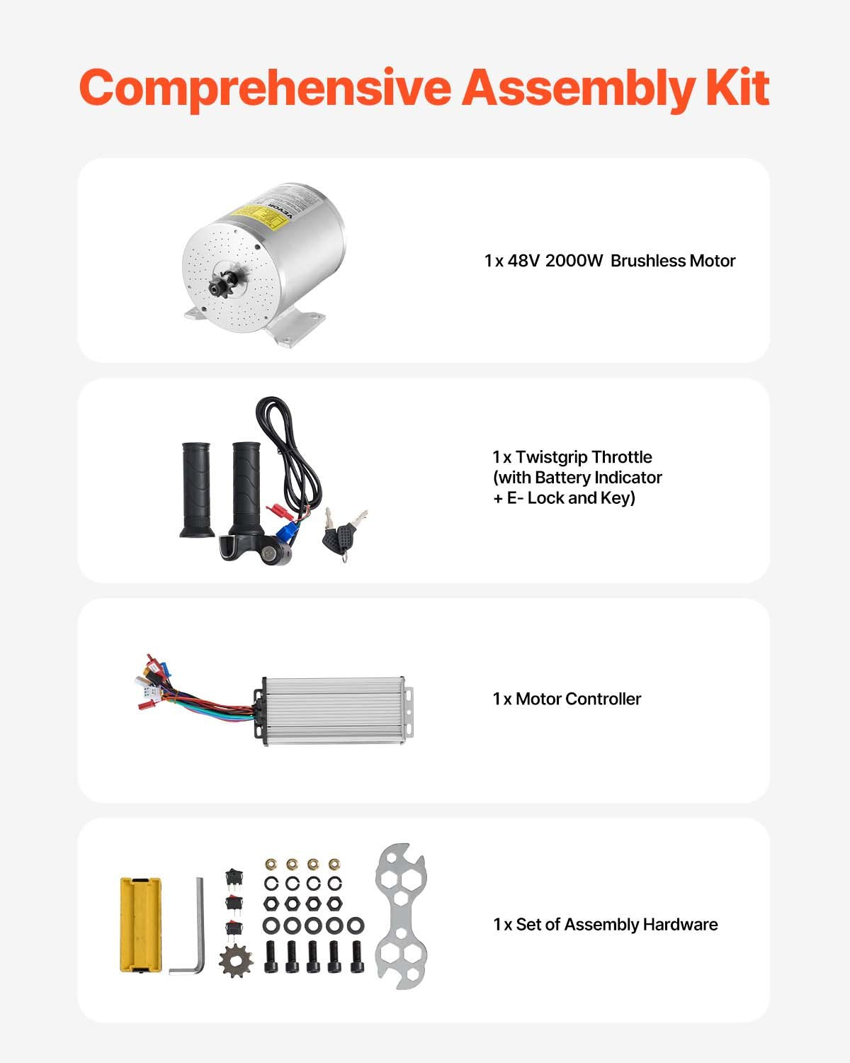 2000W elektrisk borstlös likströmsmotorsats 48V 4300rpm Motor & hastighetsregulator
