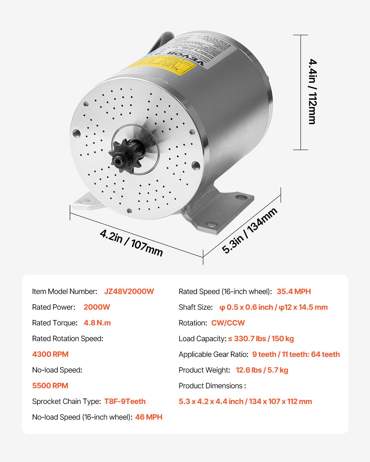 2000W elektrisk borstlös likströmsmotorsats 48V 4300rpm Motor & hastighetsregulator