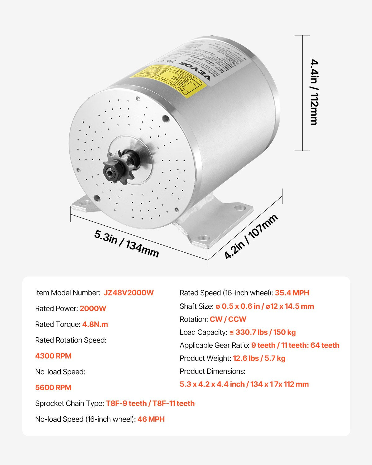 2000W Elektrischer bürstenloser Gleichstrommotor-Bausatz, 48V, 4300 U/min, Motor und Drehzahlregler
