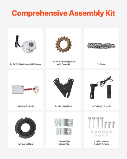 250W Electric Powerful DC Motor Kit 24V 2700rpm with Upgraded Speed Controller