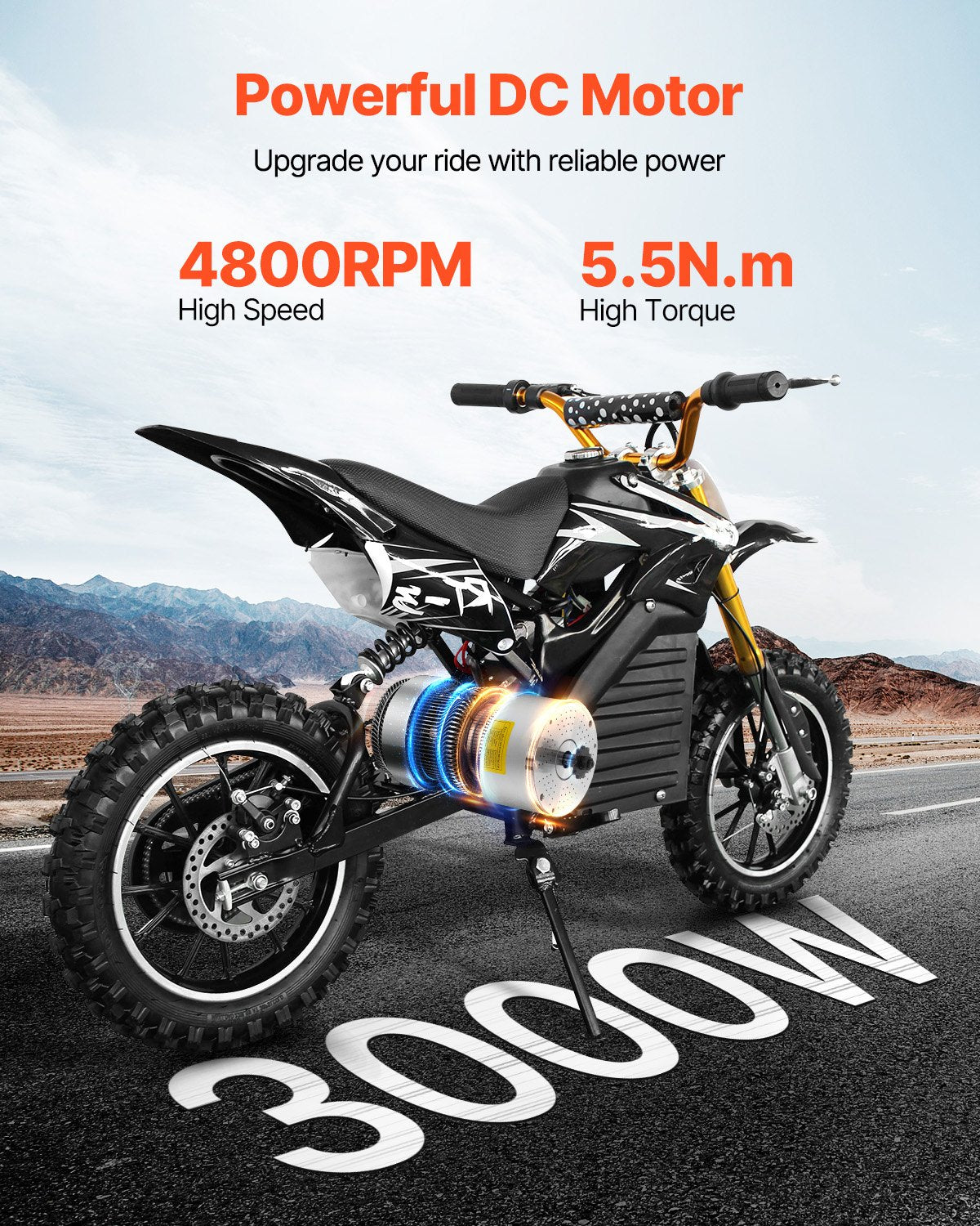 3000W Electric Brushless DC Motor 60V 4800rpm Motor for E-Bike Dirt Bike