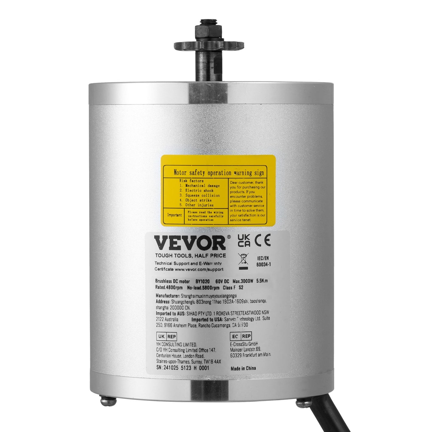 3000W Electric Brushless DC Motor 60V 4800rpm Motor for E-Bike Dirt Bike