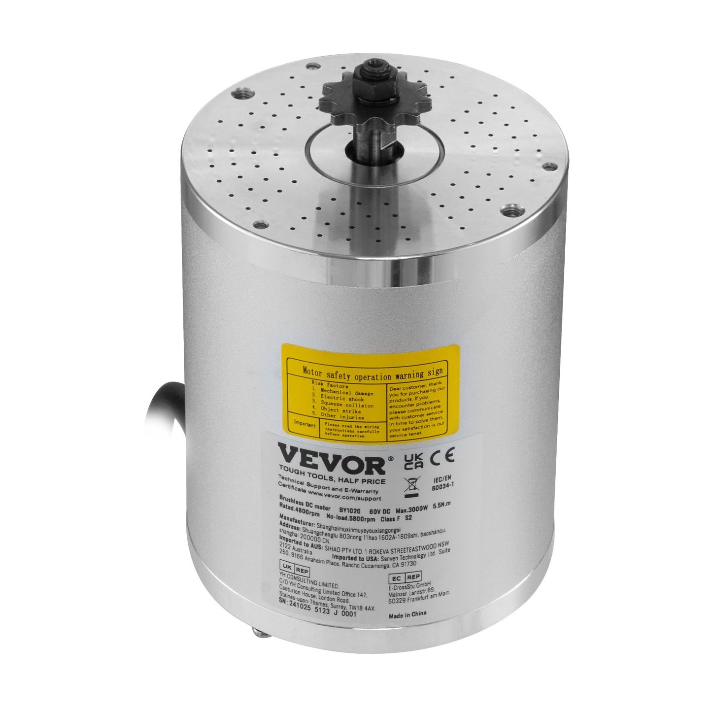 3000W Electric Brushless DC Motor 60V 4800rpm Motor for E-Bike Dirt Bike