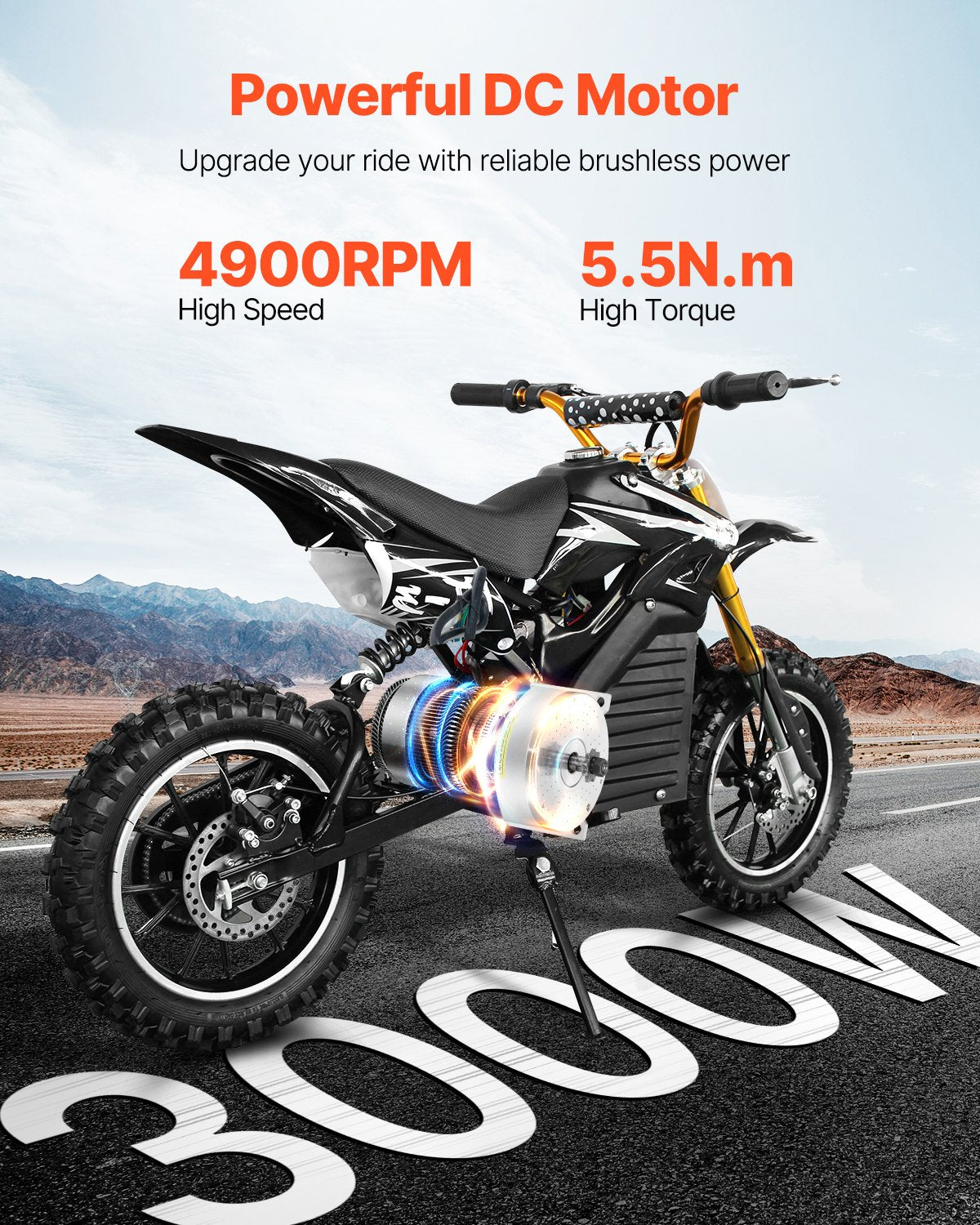 3000W elektrisk borstlös DC-motorsats 72V 4900rpm med hastighetsregulator
