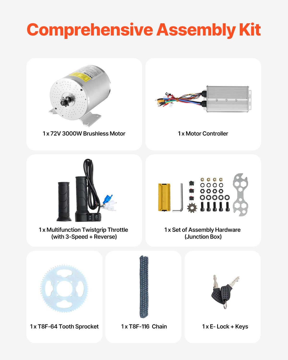 3000W elektrisk borstlös DC-motorsats 72V 4900rpm med hastighetsregulator