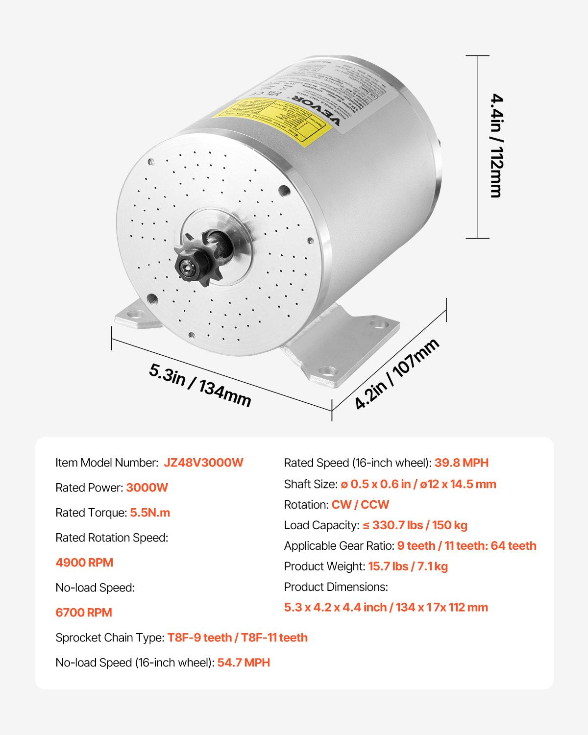3000W elektrisk borstlös DC-motorsats 72V 4900rpm med hastighetsregulator