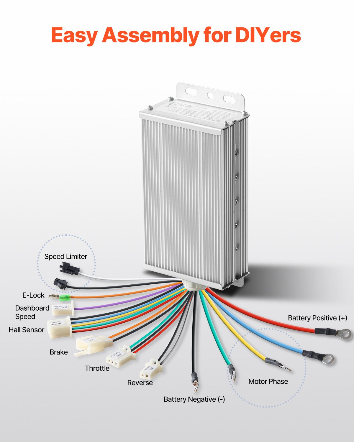 500W Electric Brushless DC Motor Kit 48V 2700rpm with Upgraded Controller