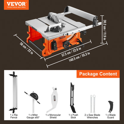 10" Table Saw Electric Cutting Machine 4400RPM 25-Inch Rivet Capacity Woodworking