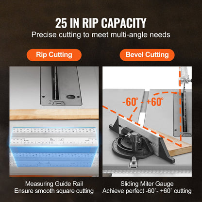 10" Table Saw with Stand Electric Cutting Machine 4800RPM 25-Inch Riveting Capacity
