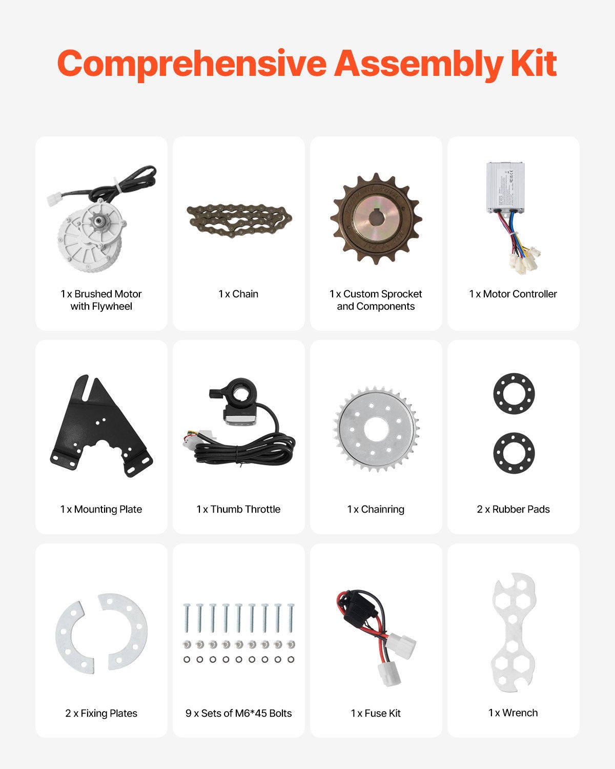 450W Electric Brushed DC Motor Kit 36V 3000rpm with Upgraded Controller