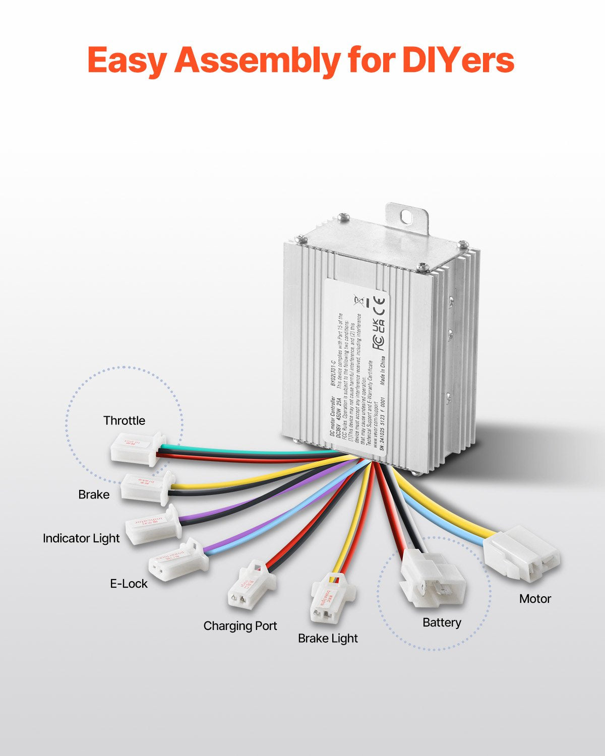 450W Electric Brushed DC Motor Kit 36V 3000rpm with Upgraded Controller