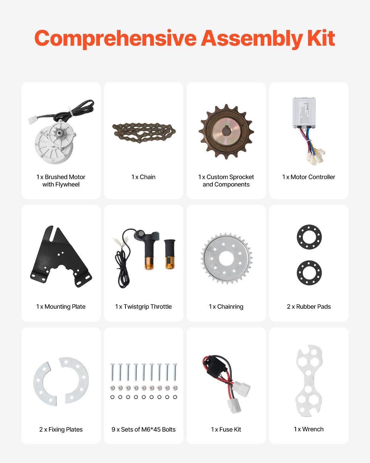 450W Electric Brushed DC Motor Kit 36V 3000rpm Motor with Speed Controller