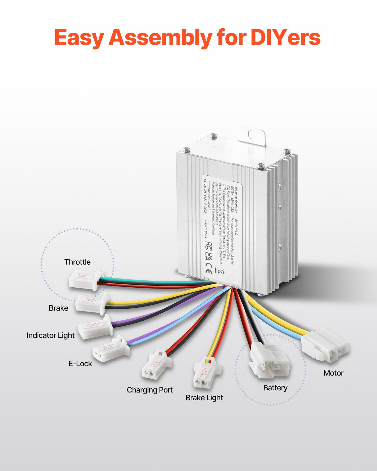 450W Electric Brushed DC Motor Kit 36V 3000rpm Motor with Speed Controller