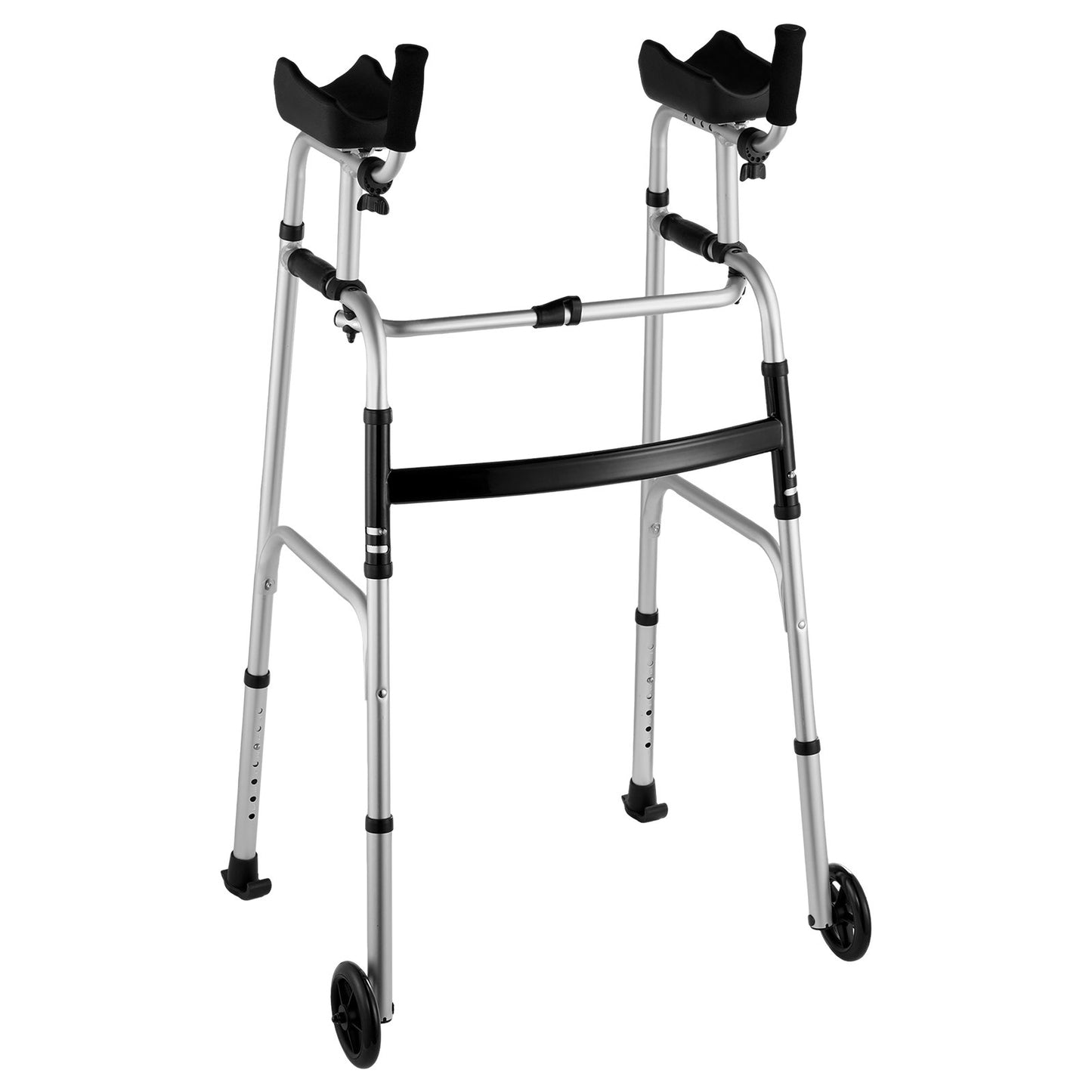 2 in 1 foldable rollator with armrest pads and 5" fixed wheel height adjustable