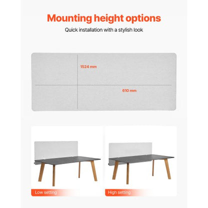 skrivbordsavdelare sekretesspanel, 1524 x 610 mm klämbar kontorsskrivbordsavdelare, PET-båsavdelare, arbetsstationsavdelare med 2 C-klämmor för kontor, robusta rum, bibliotek |  EU