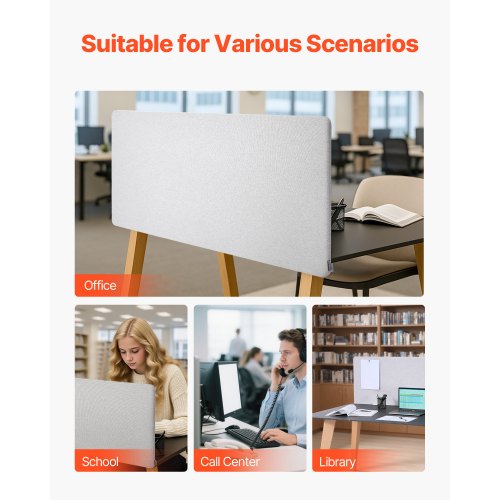 skrivbordsavdelare sekretesspanel, 1524 x 610 mm klämbar kontorsskrivbordsavdelare, PET-båsavdelare, arbetsstationsavdelare med 2 C-klämmor för kontor, robusta rum, bibliotek |  EU