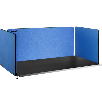 Desk Divider 60'' Desk Privacy Panel, 3 Paneler Privacy Akustisk Panel, Ljudabsorberande Akustisk Privacy Panel, Minska brus och visuella distraktioner, Lätt klämavdelare Marinblå