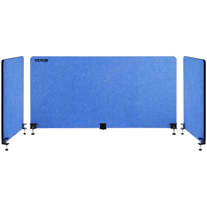 Desk Divider 60'' Desk Privacy Panel, 3 Paneler Privacy Akustisk Panel, Ljudabsorberande Akustisk Privacy Panel, Minska brus och visuella distraktioner, Lätt klämavdelare Marinblå