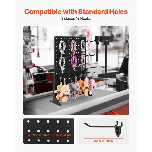 Bead Stand with 15 Hooks Bead Board Panels Display Black (1 PC)