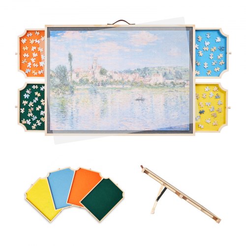 1000-bitars pusselbräde med lådlock Bärbart trästicksåg 73x53cm