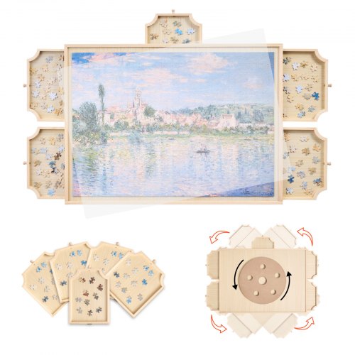 1000-bitars pusselbräde med lådlock Bärbart trästicksåg 74x53cm