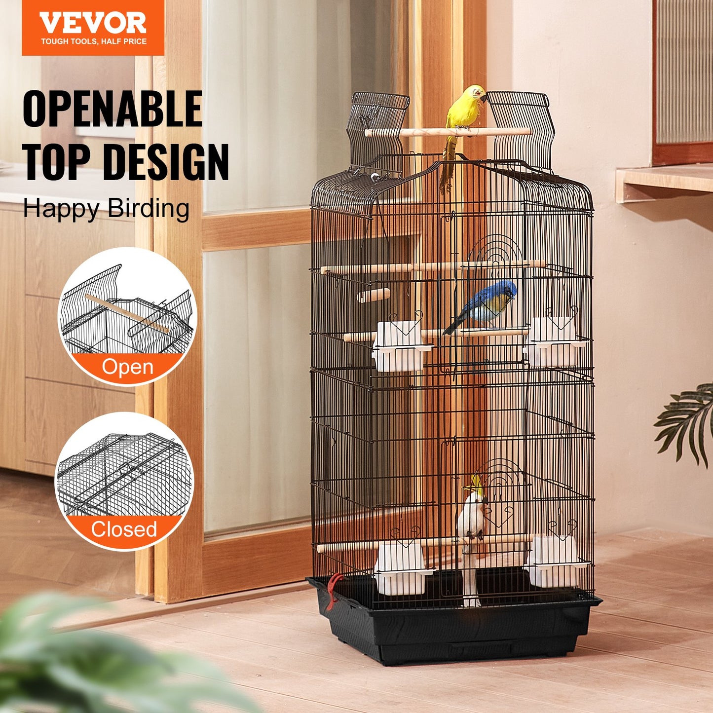 Bird Flight Cage 39 i hängande parakitbur i metall för Cockatiels papegoja