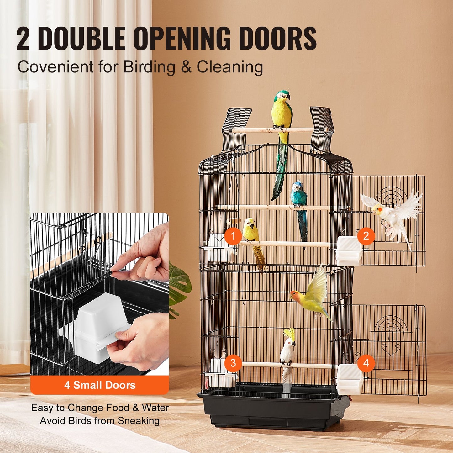 Bird Flight Cage 39 i hängande parakitbur i metall för Cockatiels papegoja