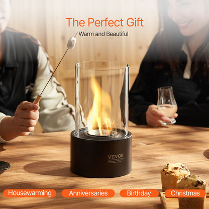 Tabletop Fire Pit 6 Inch Metal Fireplace Indoor Outdoor with Glass