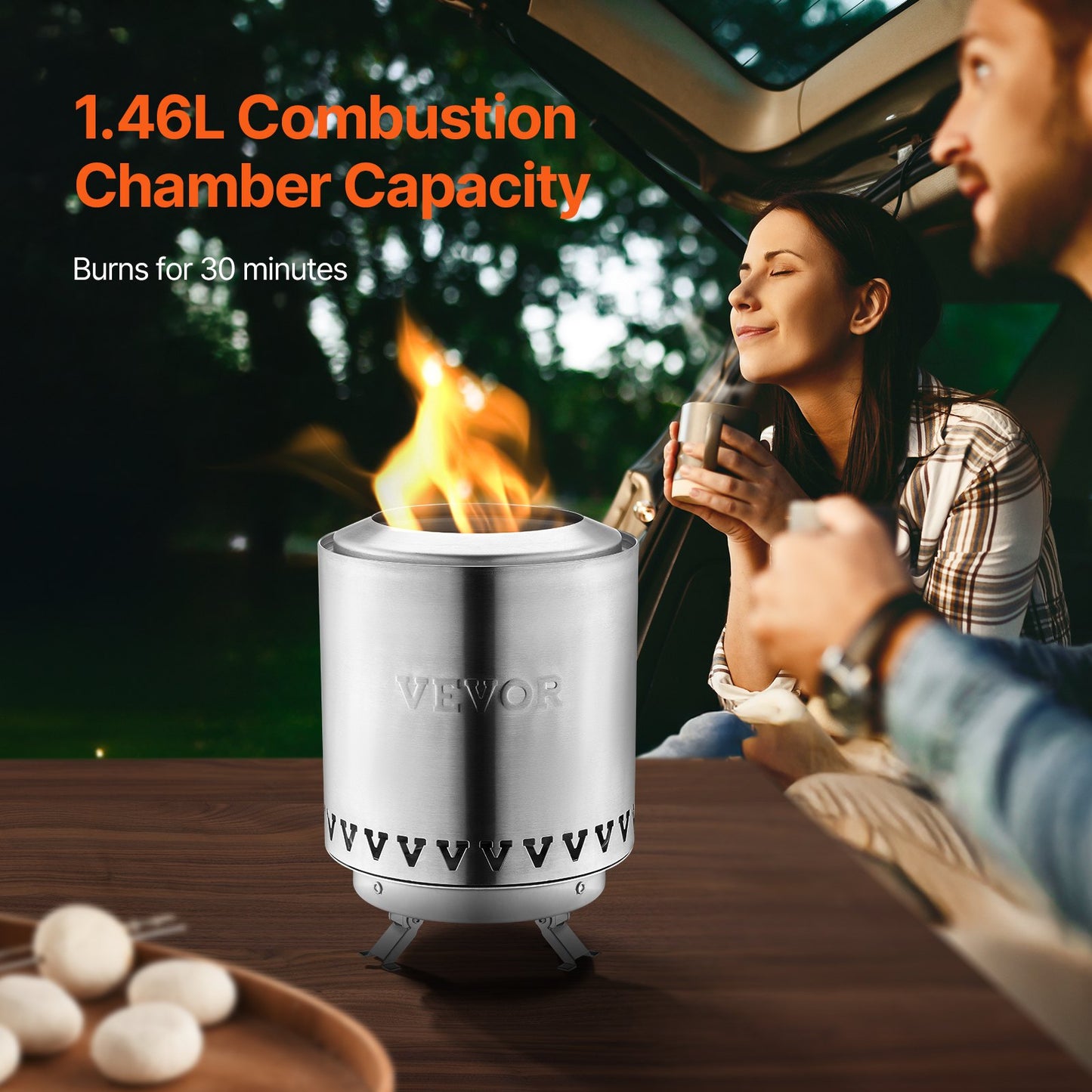 Tabletop Fire Pit 6 Inch Stainless Steel Fire Pit Indoor Outdoor Silver