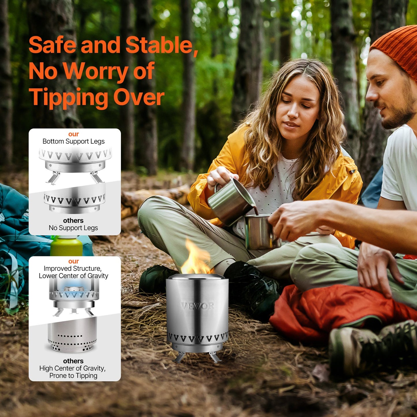 Tabletop Fire Pit 6 Inch Stainless Steel Fire Pit Indoor Outdoor Silver