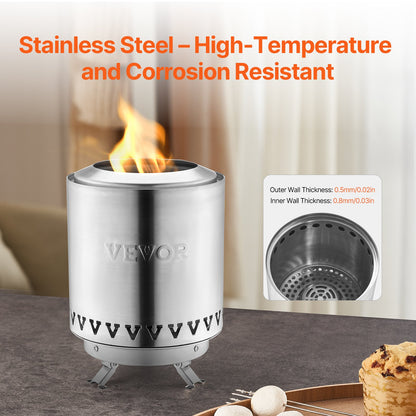 Tabletop Fire Pit 6 Inch Stainless Steel Fire Pit Indoor Outdoor Silver