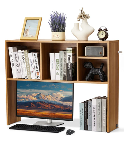 Desktop Bookshelf Wood Desktop Storage Organizer 1-Tier for Office and Home