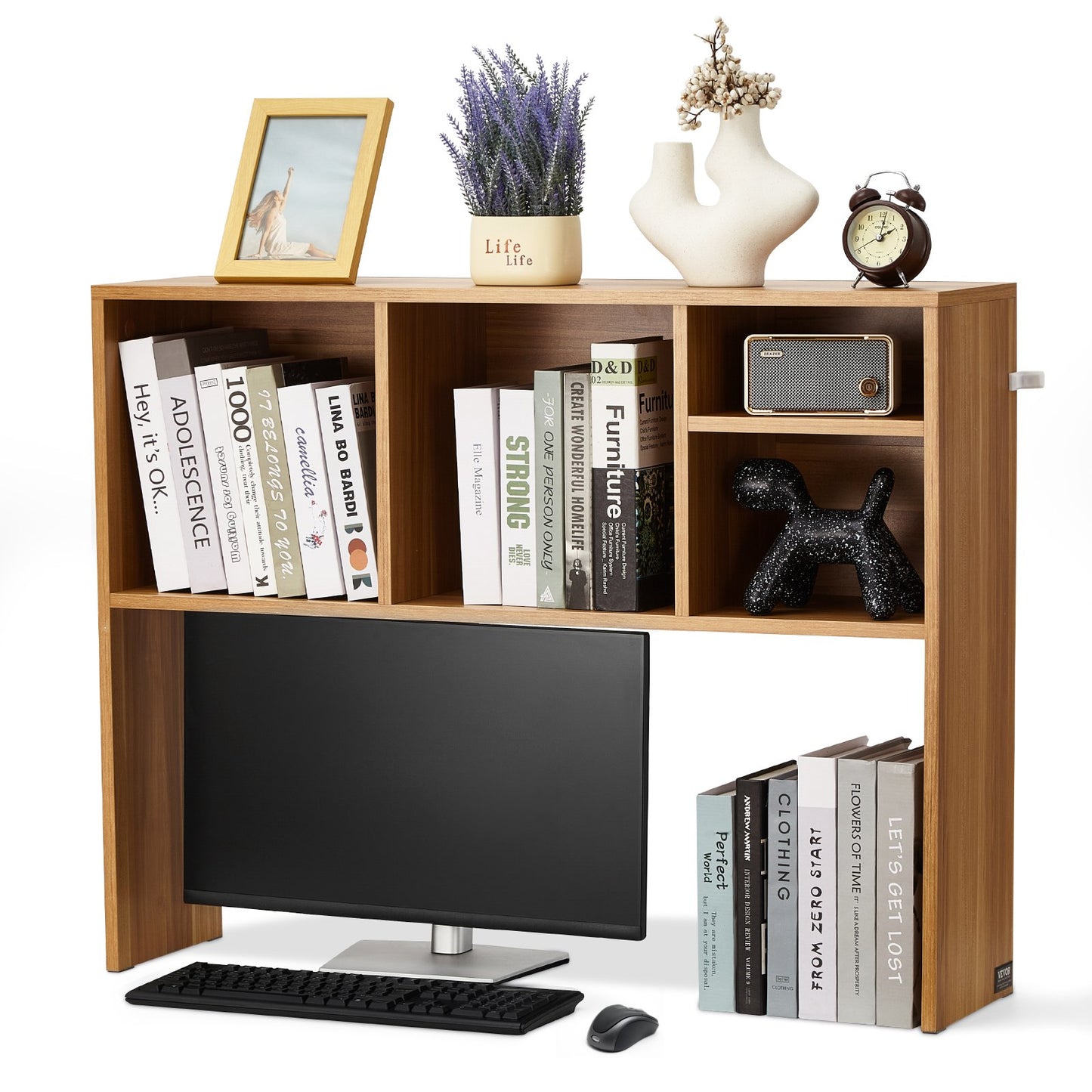 Desktop Bookshelf Wood Desktop Storage Organizer 1-Tier for Office and Home