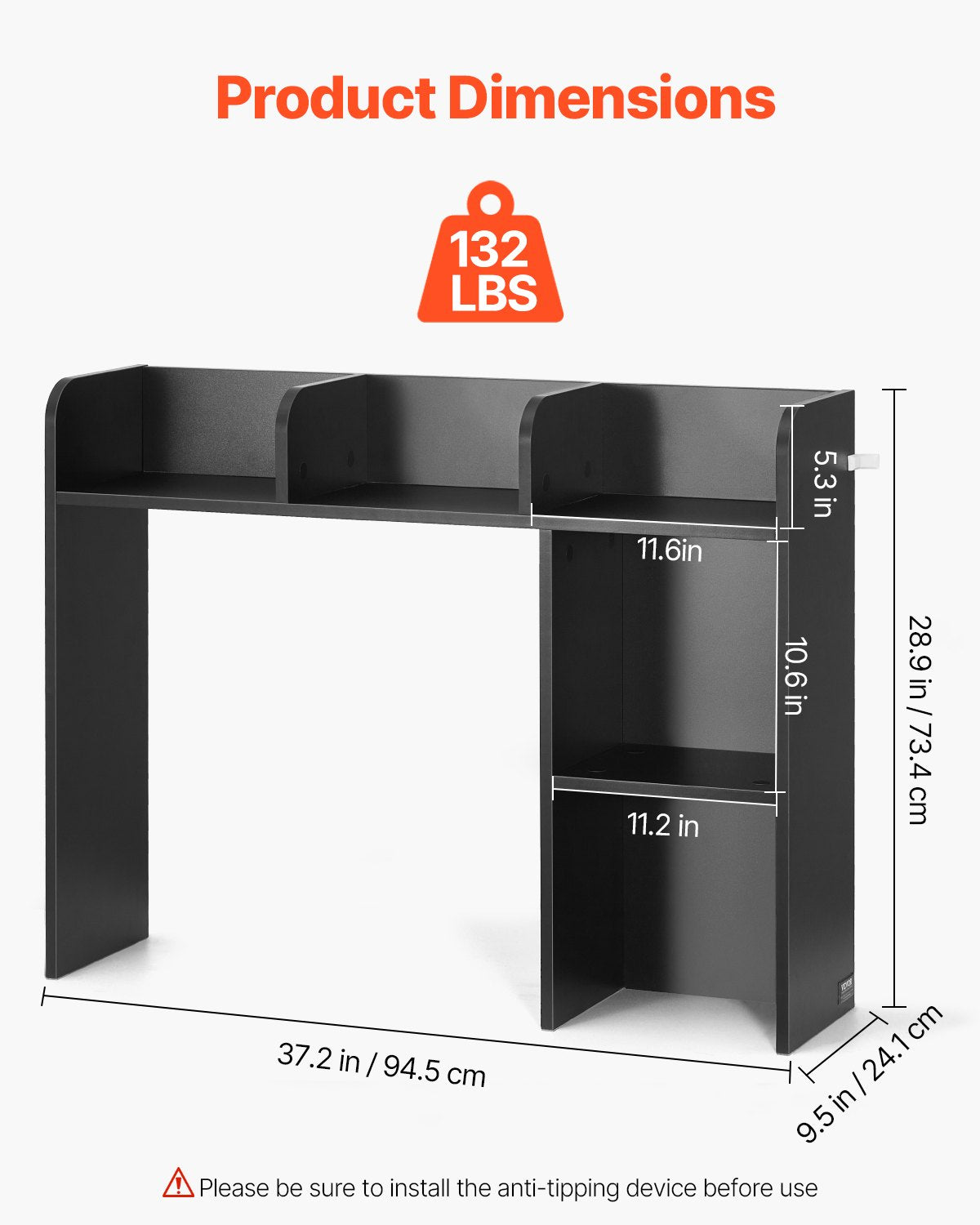 Desktop Bokhylla Svart Desktop Storage Organizer 2-nivå för kontor och hem