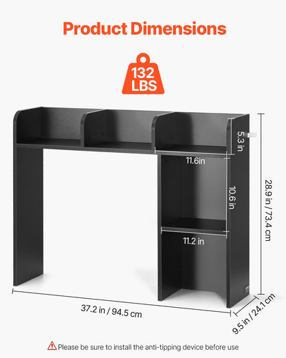 Desktop Bokhylla Svart Desktop Storage Organizer 2-nivå för kontor och hem