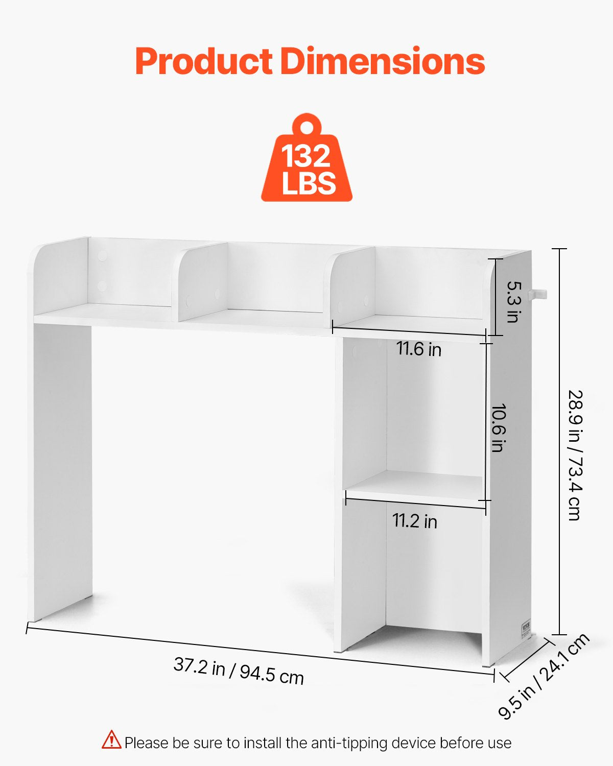 Desktop Bookshelf White Desktop Storage Organizer 2-Tier for Office and Home