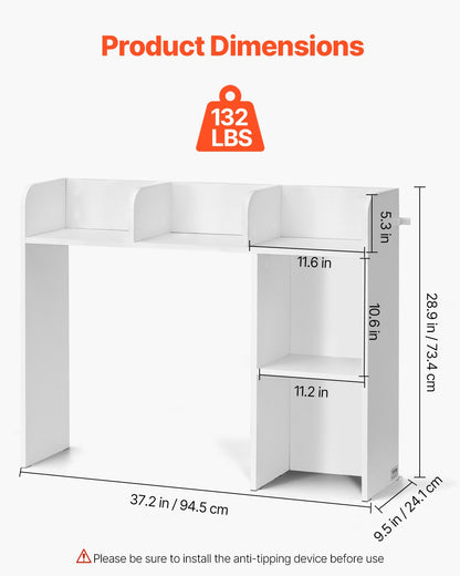 Desktop Bookshelf White Desktop Storage Organizer 2-Tier for Office and Home
