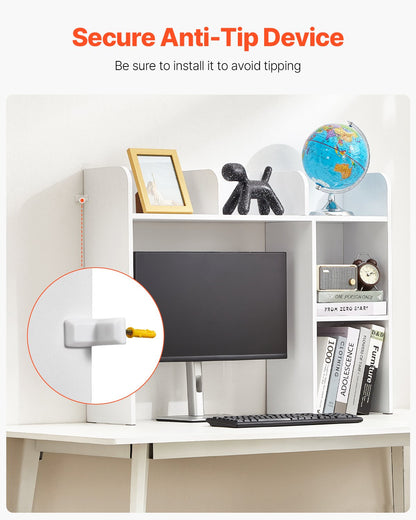 Desktop Bookshelf White Desktop Storage Organizer 2-Tier for Office and Home