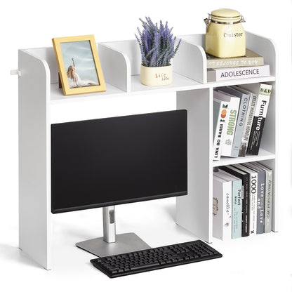Desktop Bookshelf White Desktop Storage Organizer 2-Tier for Office and Home