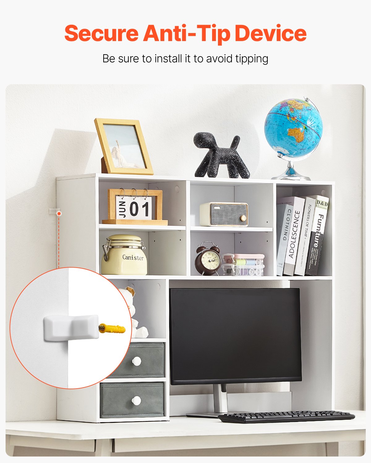 Desktop Bokhylla Vit Desktop Storage Organizer 3-nivå för kontor och hem