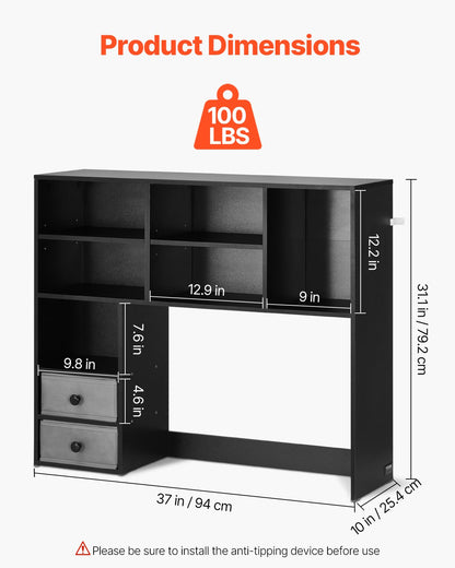 Desktop Bokhylla Svart Desktop Storage Organizer 3-nivå för kontor och hem