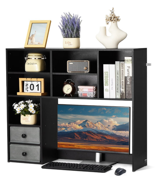 Desktop Bokhylla Svart Desktop Storage Organizer 3-nivå för kontor och hem