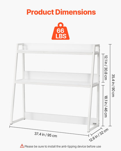 Desktop Bookshelf Desktop Storage Organizer 2-nivå för Office & Home White