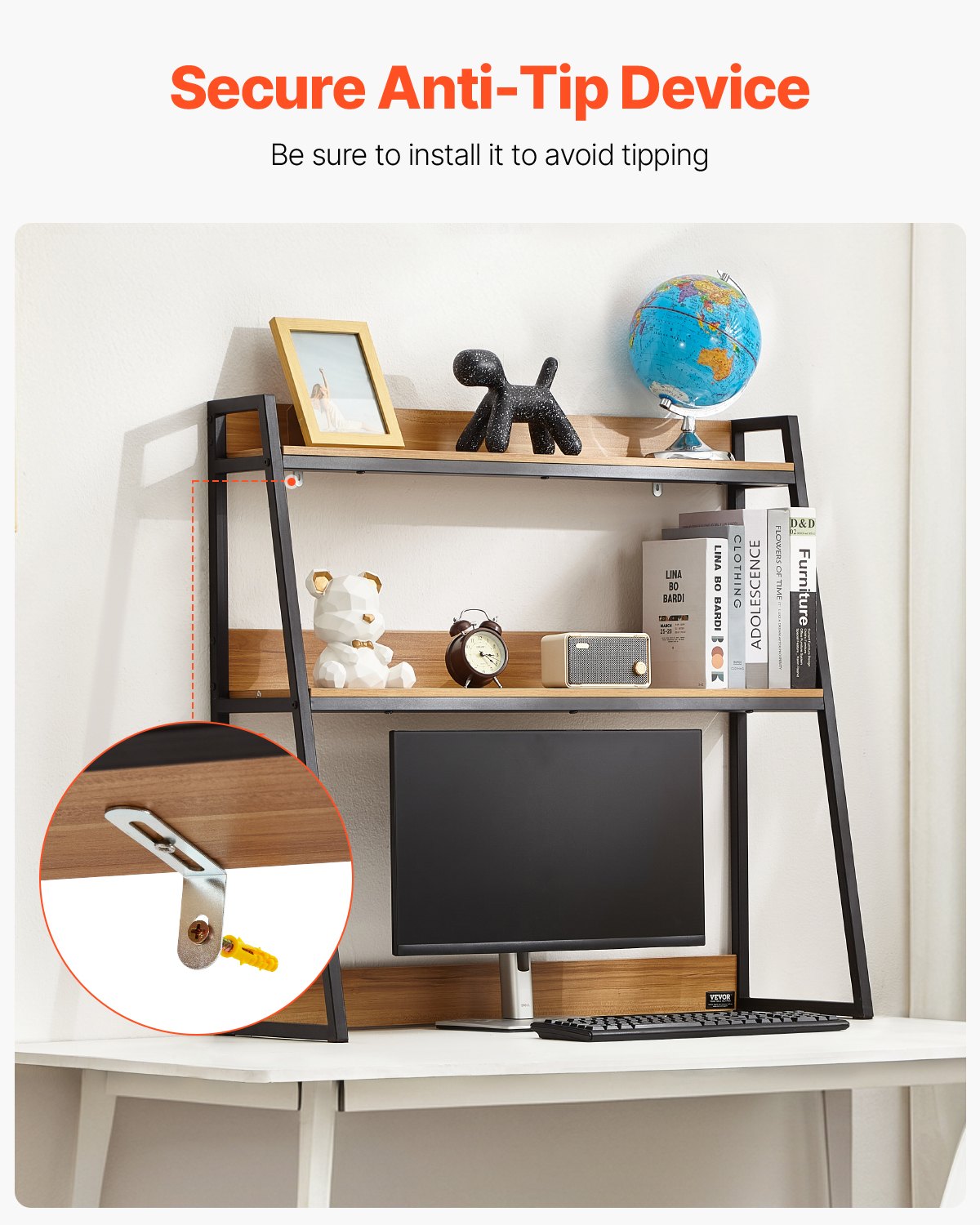 Desktop Bookshelf Desktop Storage Organizer 2-Tier for Office and Home
