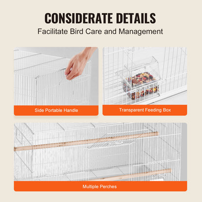 Bird Flight Cage 18 i Small Metal Parakit Cage för Cockatiels White